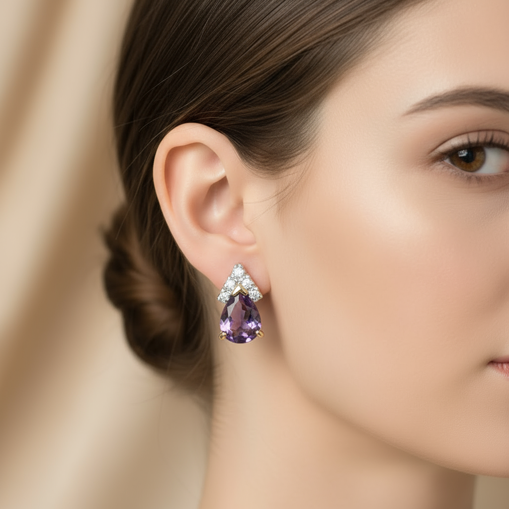 Amethyst Gold Earrings