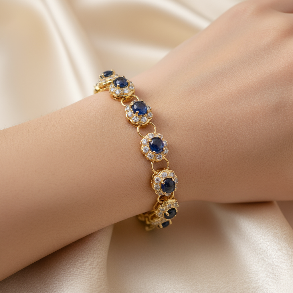 Sapphire Halo Diamond Bracelet