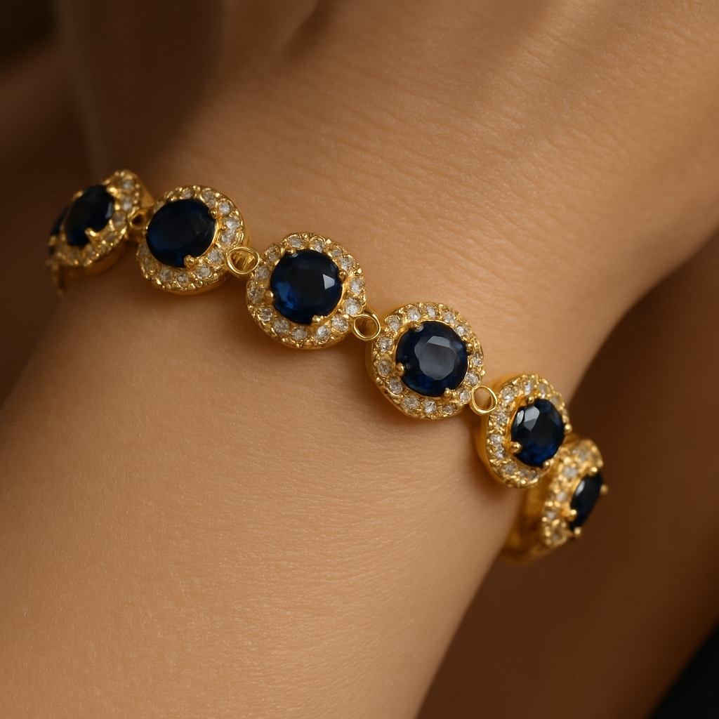 Sapphire Halo Diamond Bracelet