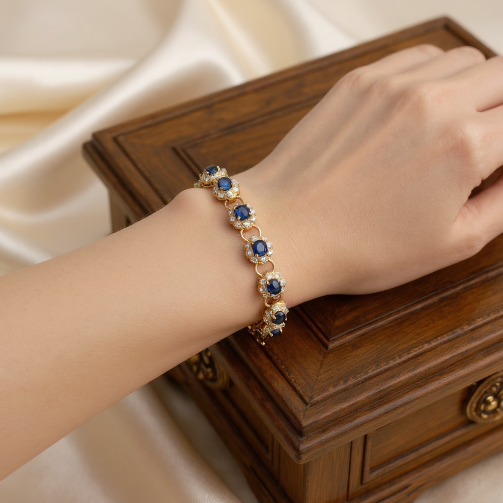 Sapphire Halo Diamond Bracelet