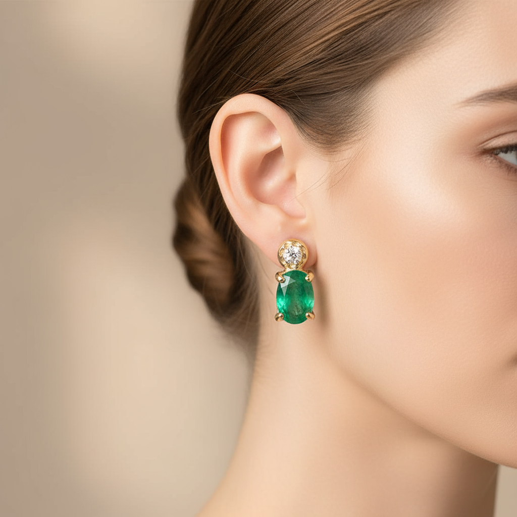 Emerald Radiance Diamond Earrings