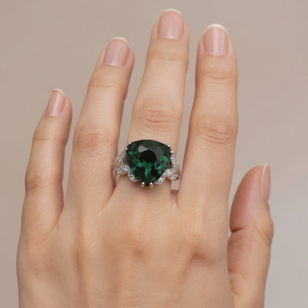 Stunning Emerald & Diamond White Gold Ring
