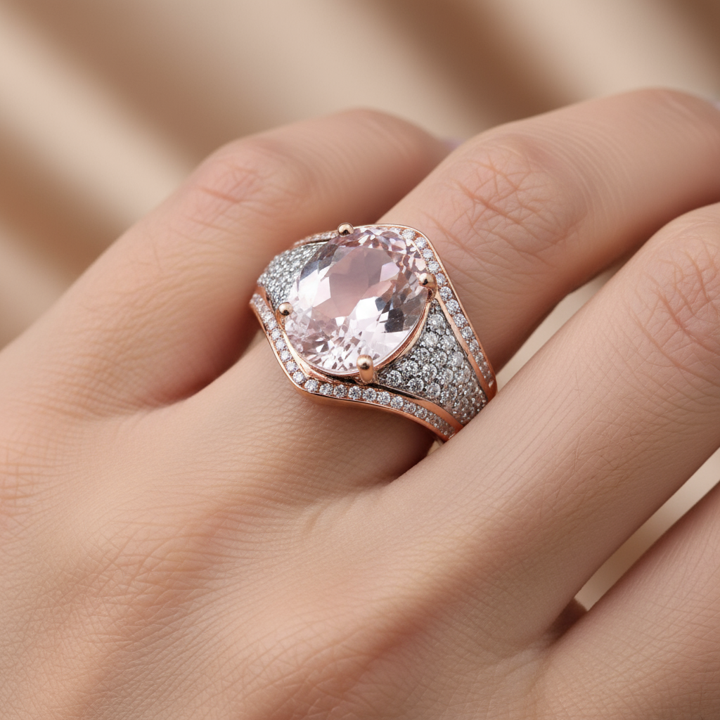 Gorgeous 10K Rose Gold Morganite Ring