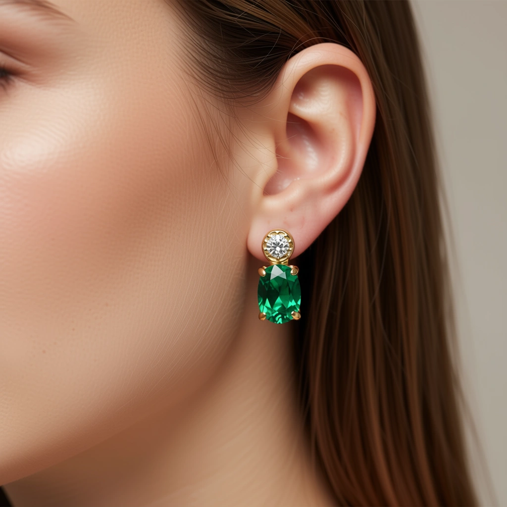 Emerald Radiance Diamond Earrings