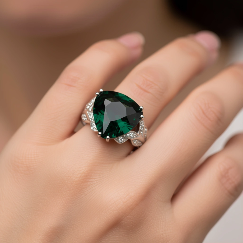 Stunning Emerald & Diamond White Gold Ring